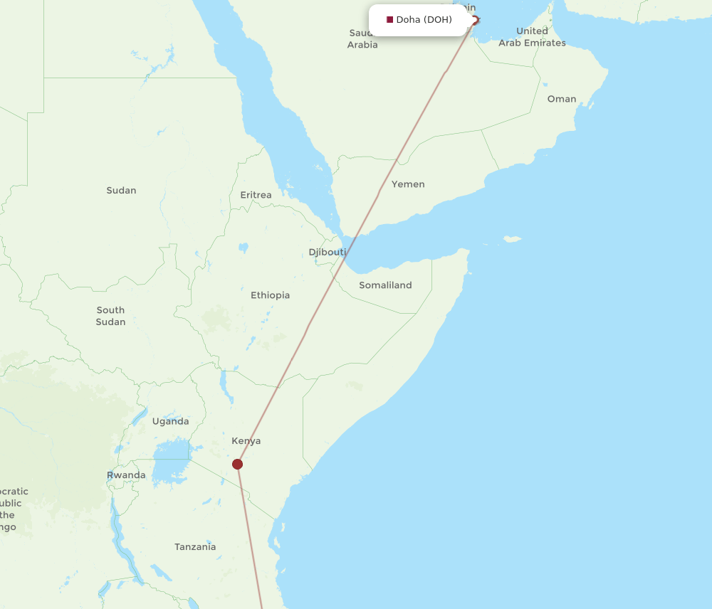 Doha - Nampula route map and flight paths