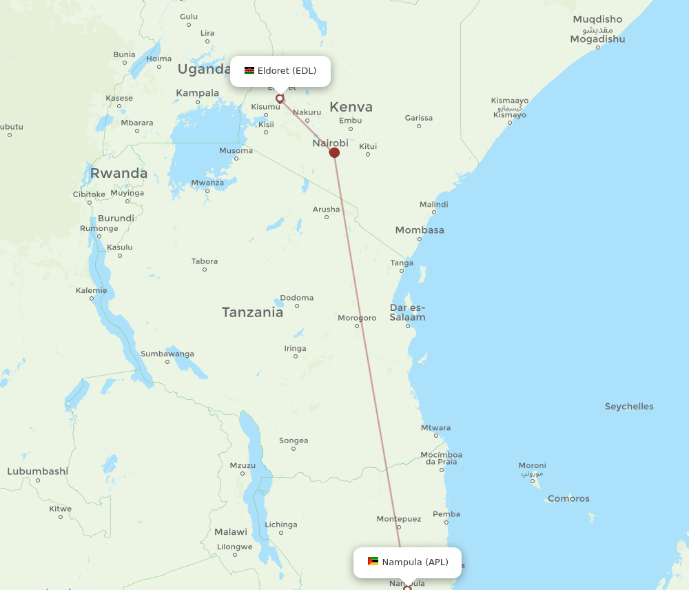 EDL to APL flights and routes map