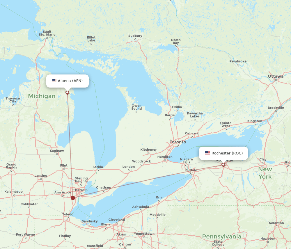 APN-ROC flight routes