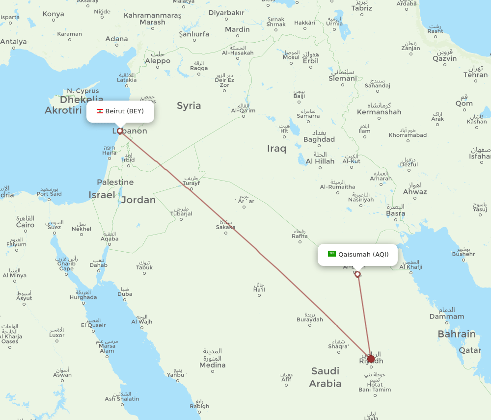 AQI-BEY flight routes