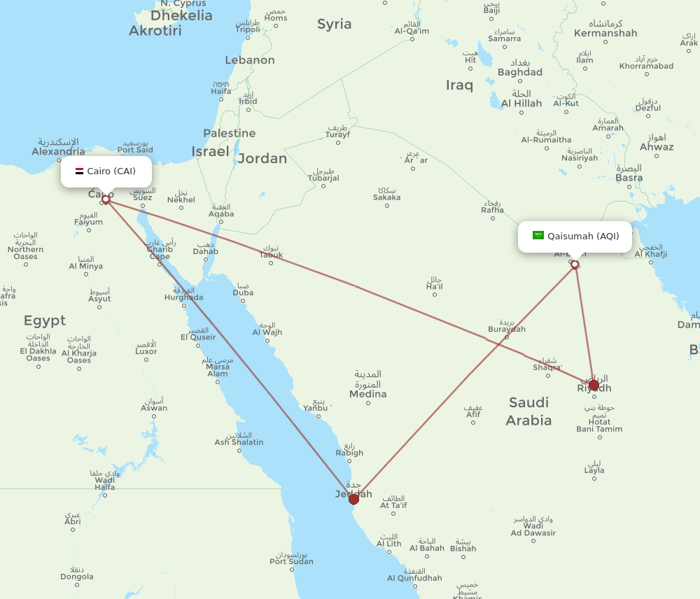 AQI to CAI flights and routes map