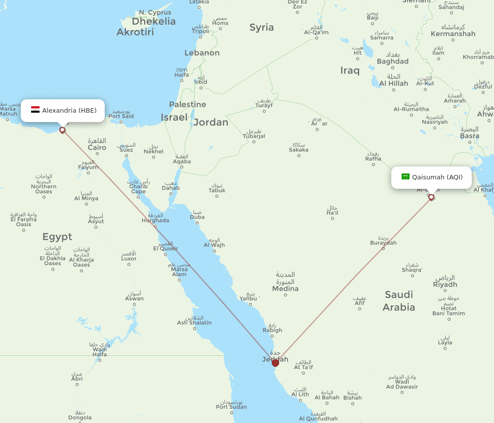AQI-HBE flight routes