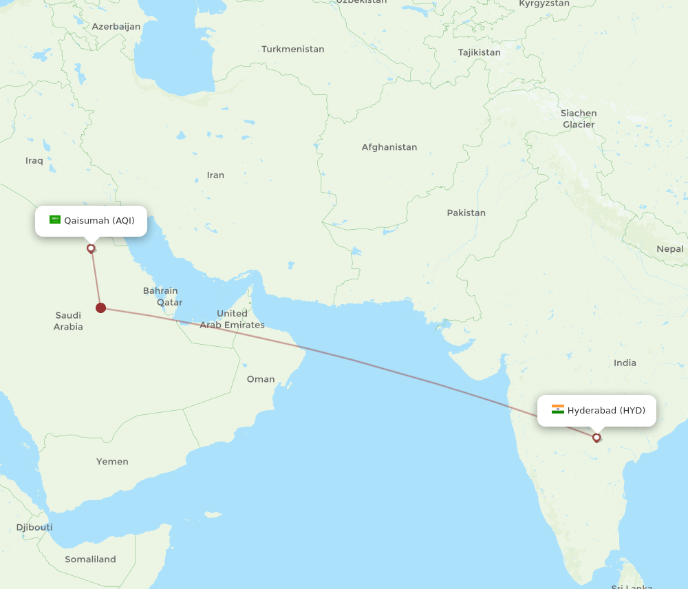 AQI-HYD flight routes