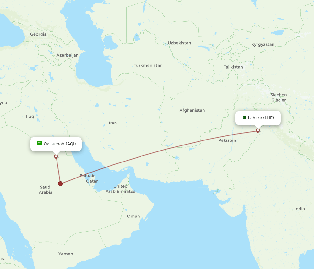 AQI-LHE flight routes