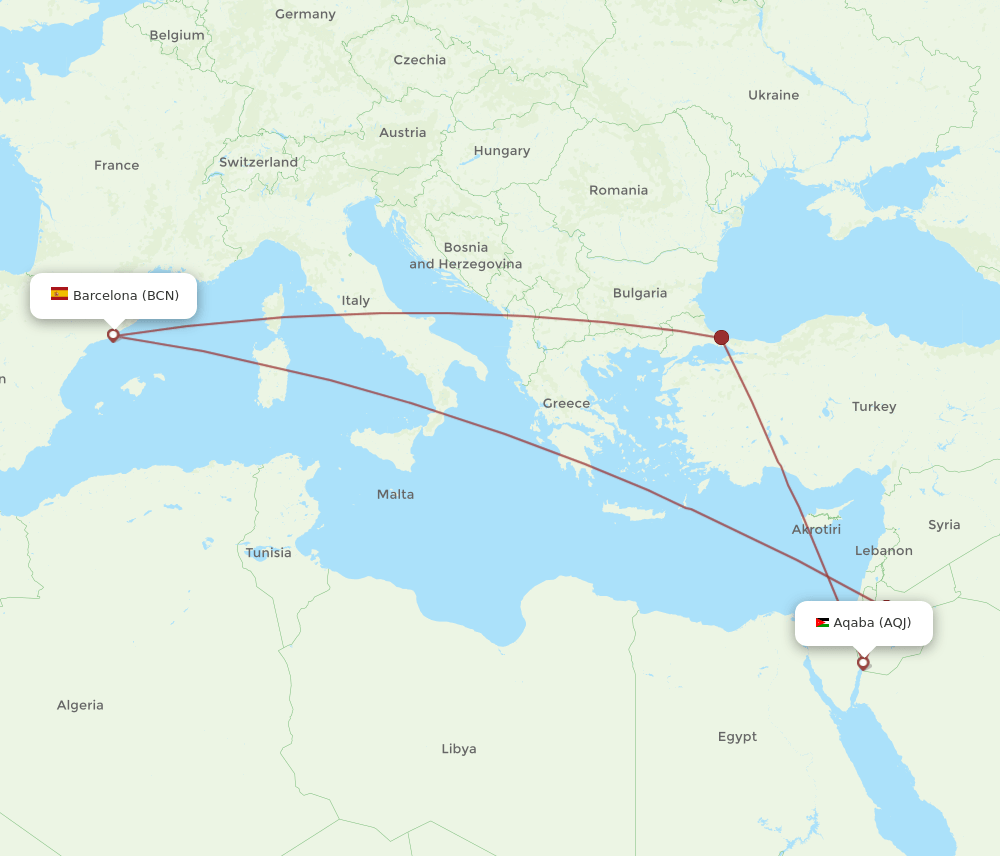 AQJ-BCN flight routes