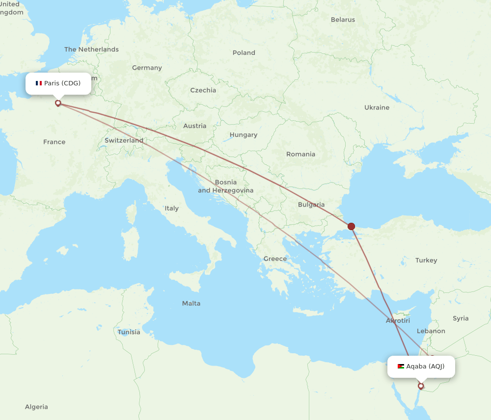 AQJ-CDG flight routes