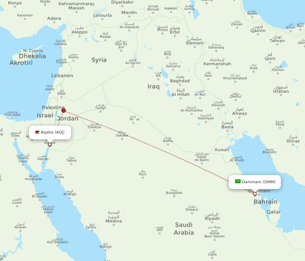 AQJ to DMM flights and routes map