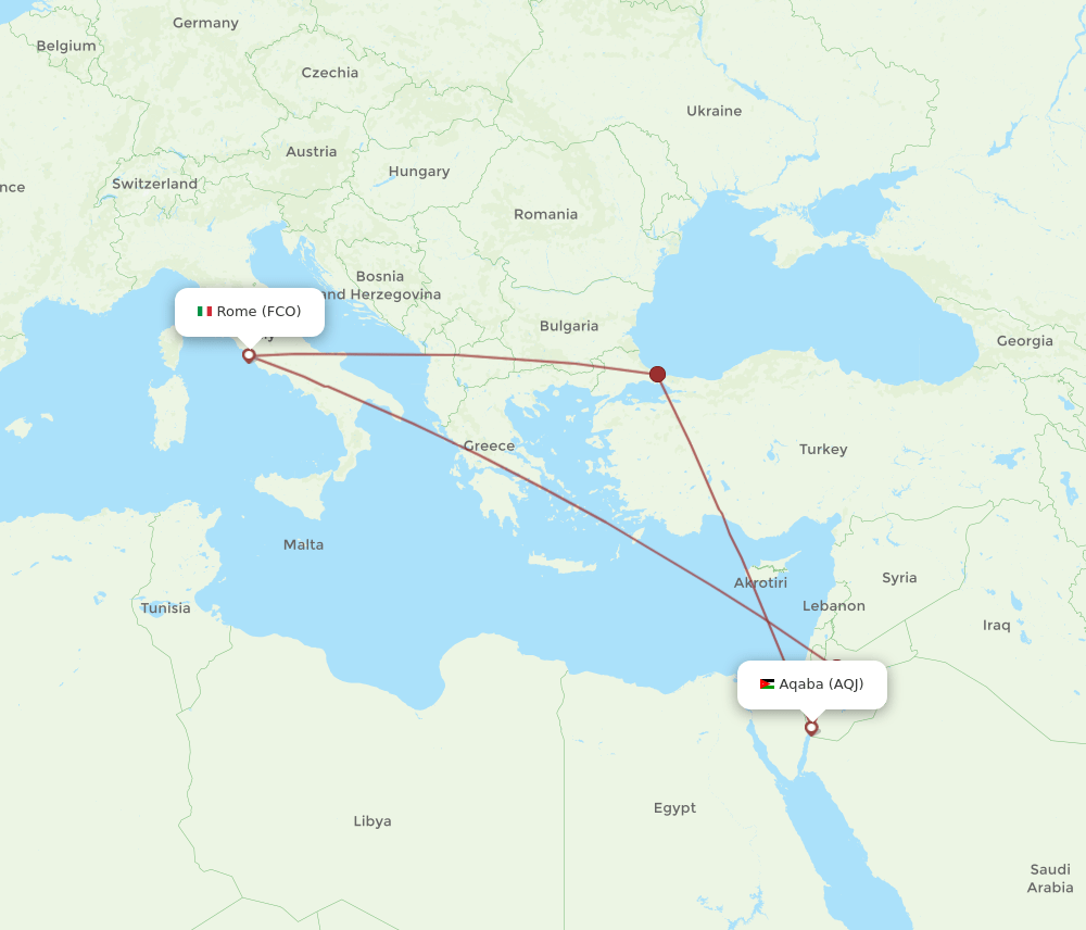 AQJ to FCO flights and routes map