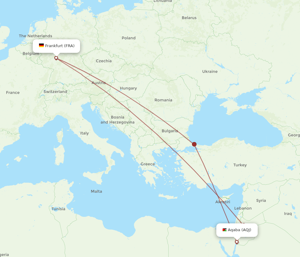 AQJ to FRA flights and routes map
