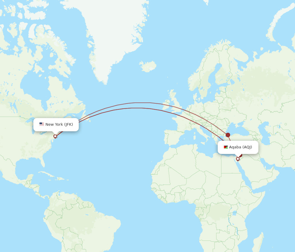 AQJ to JFK flights and routes map