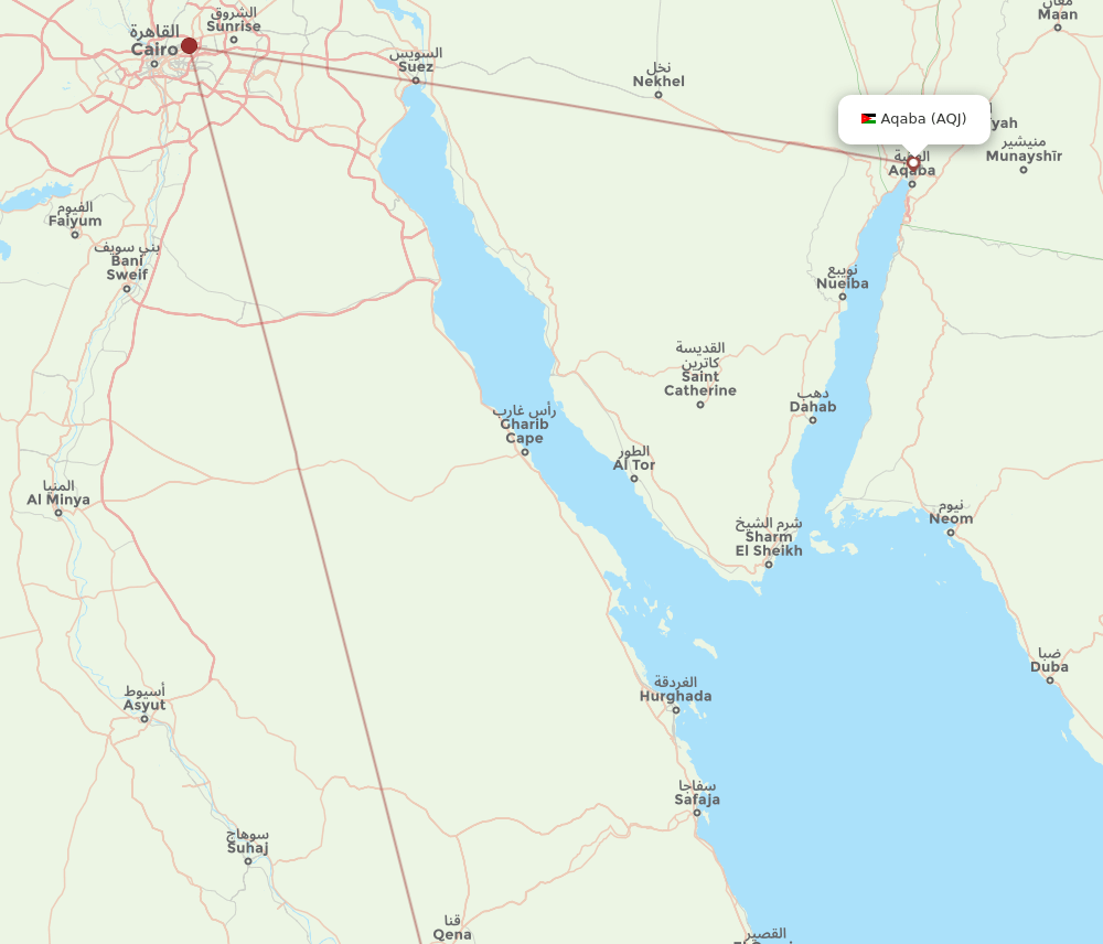 Luxor - Aqaba route map and flight paths