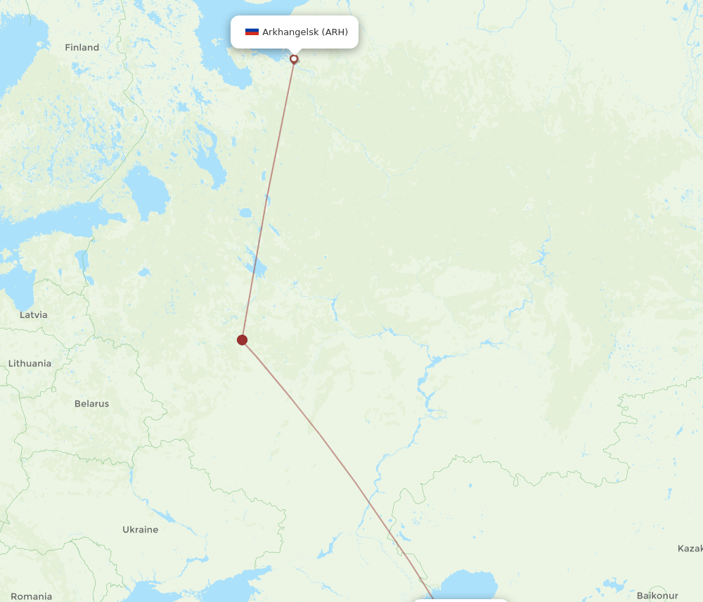 ARH-SCO flight routes