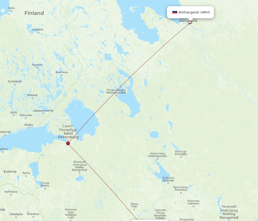 ARH-VKO flight routes