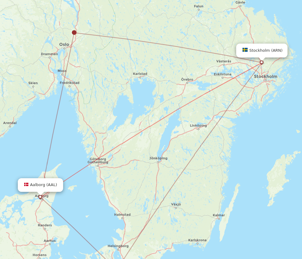 ARN-AAL flight routes