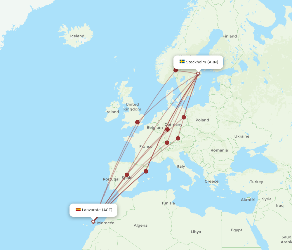 ARN-ACE flight routes