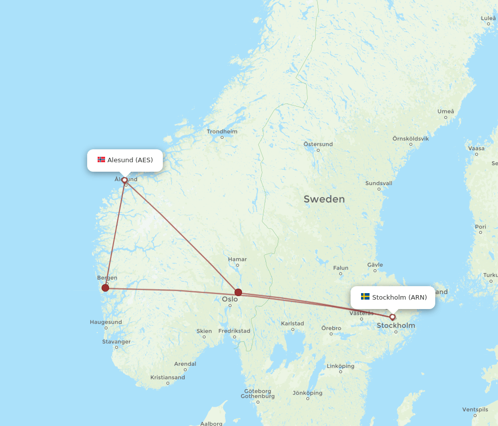 ARN to AES flights and routes map