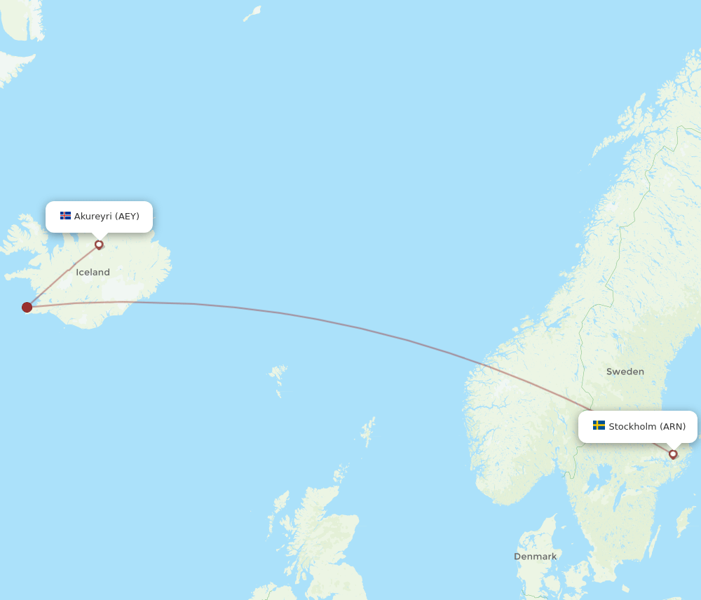 ARN to AEY flights and routes map