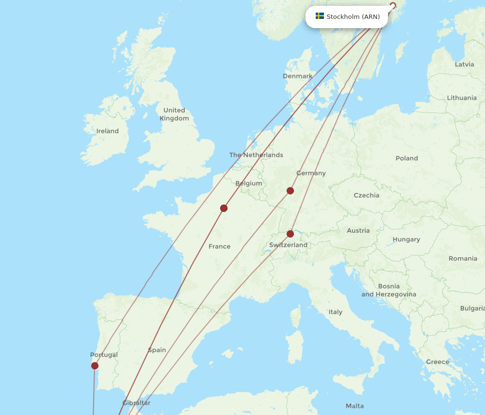 ARN-AGA flight routes