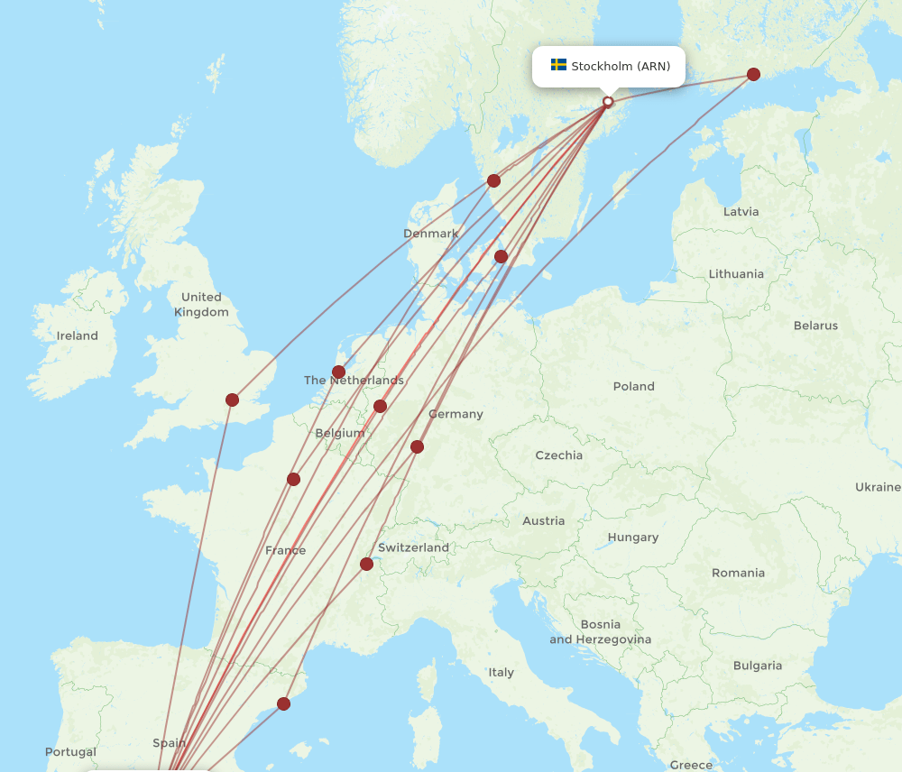 ARN-AGP flight routes
