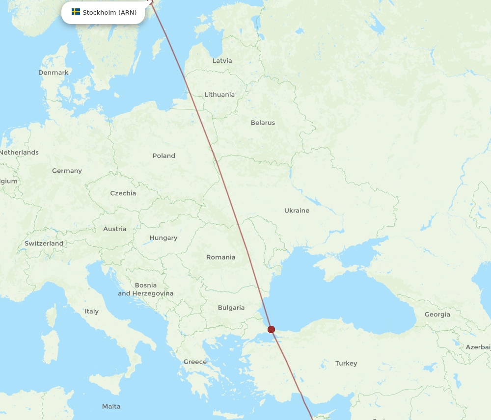 ARN to AQJ flights and routes map