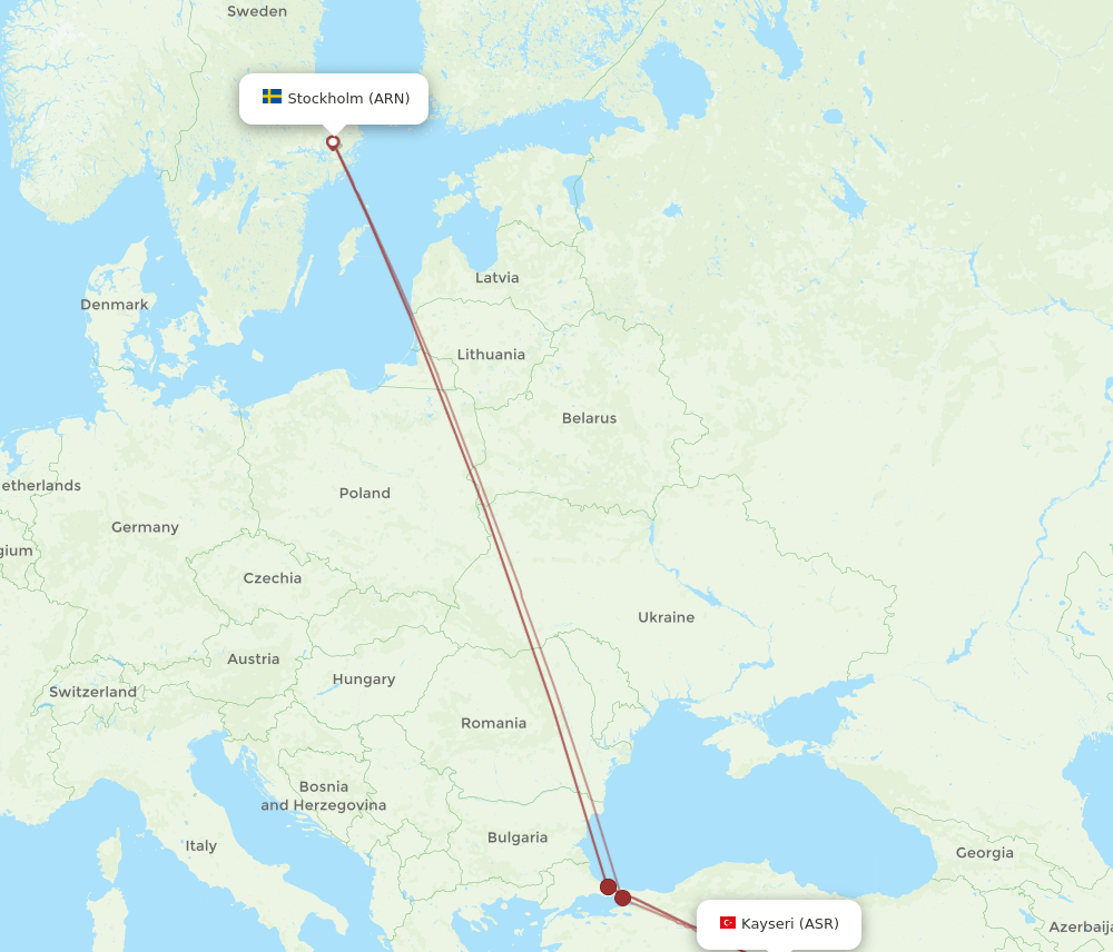ARN-ASR flight routes