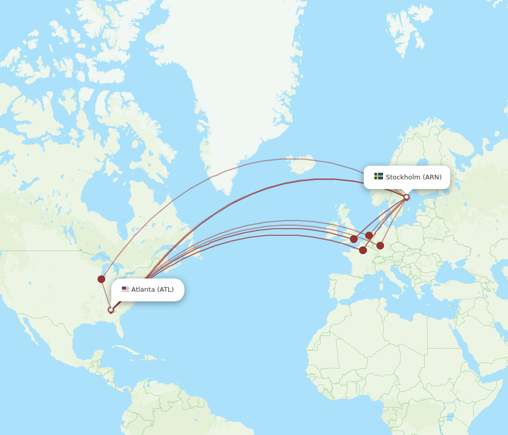 ARN-ATL flight routes