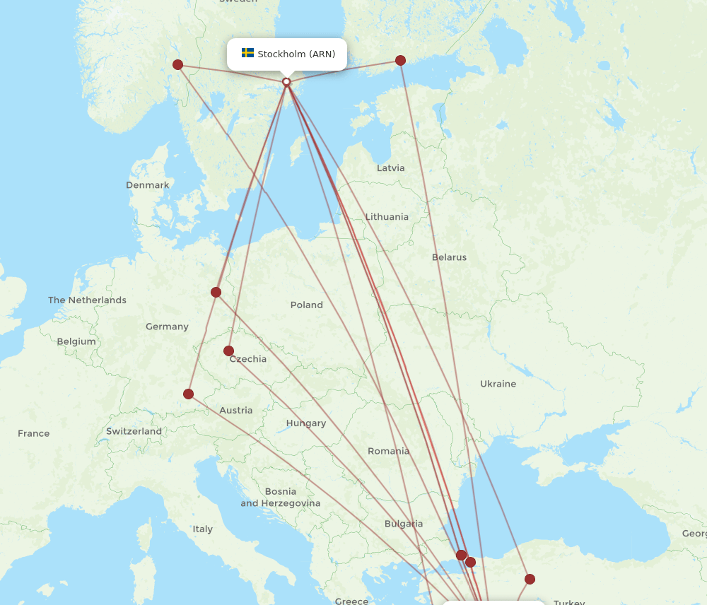 ARN to AYT flights and routes map