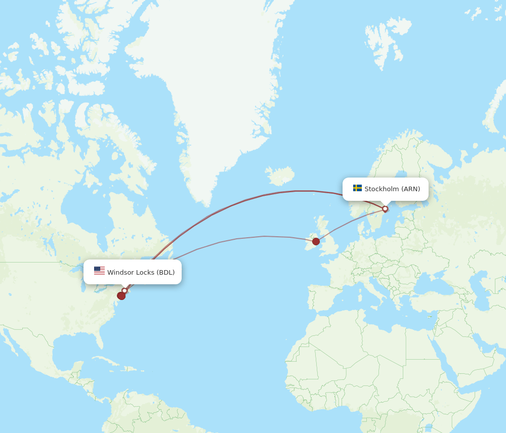 ARN-BDL flight routes