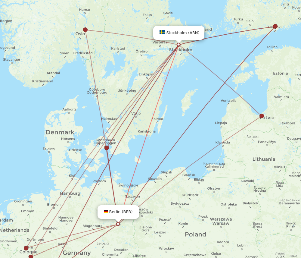 ARN to BER flights and routes map