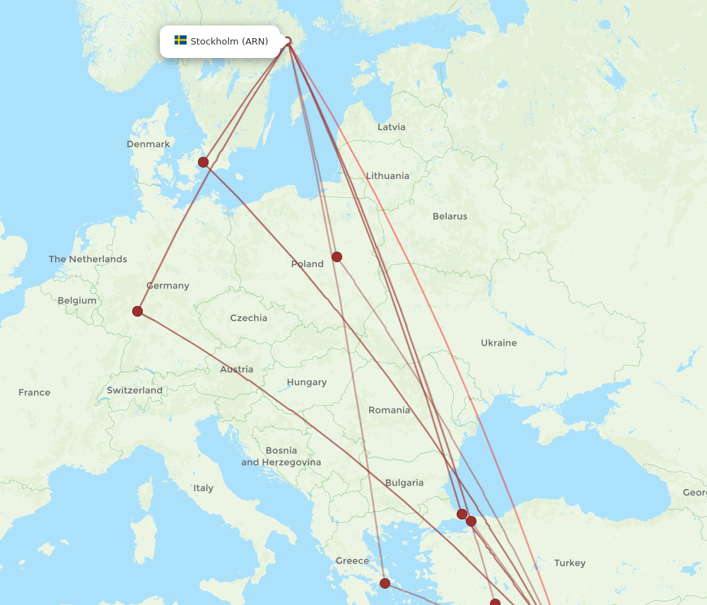 ARN-BEY flight routes