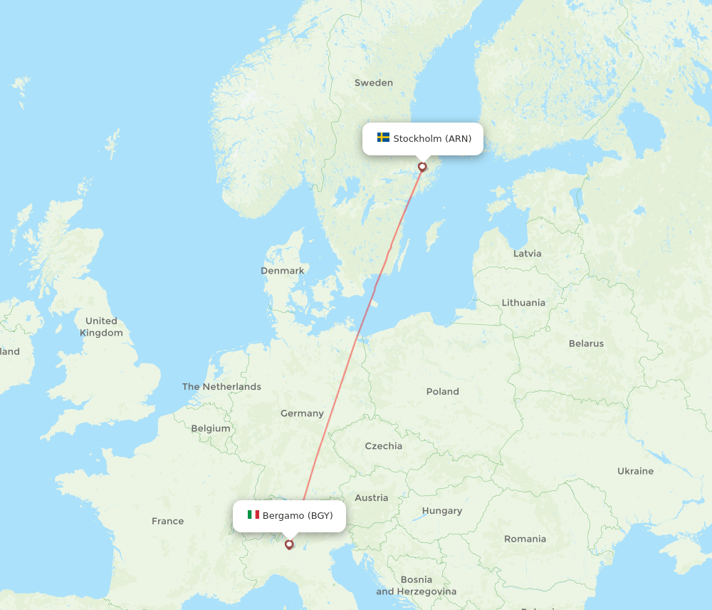 ARN to BGY flights and routes map