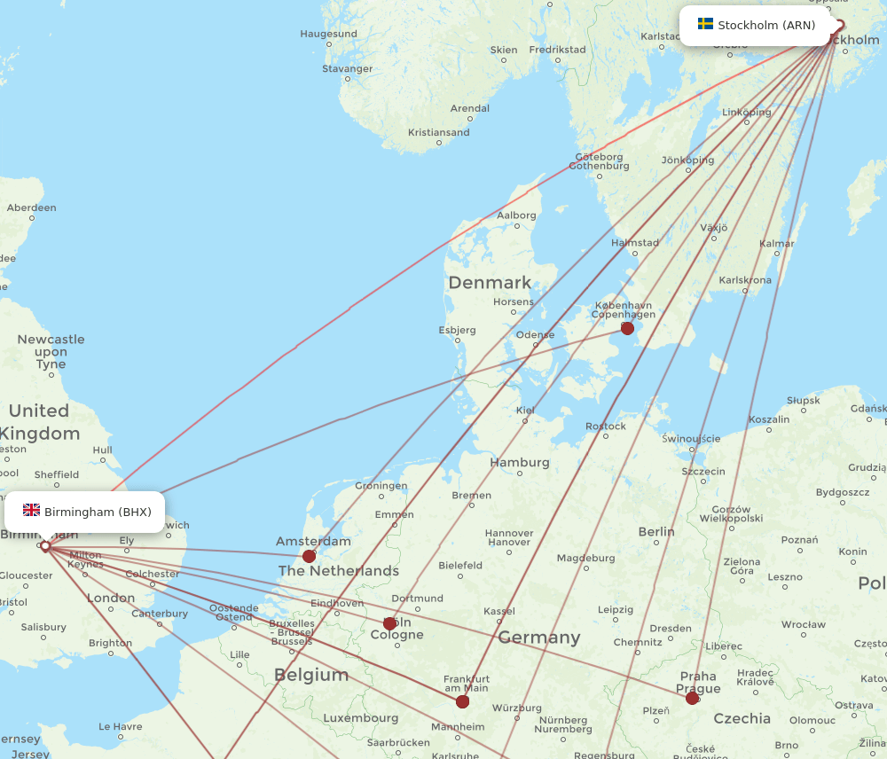 ARN-BHX flight routes