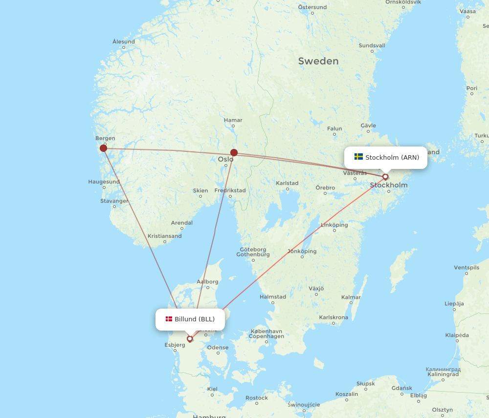 ARN-BLL flight routes