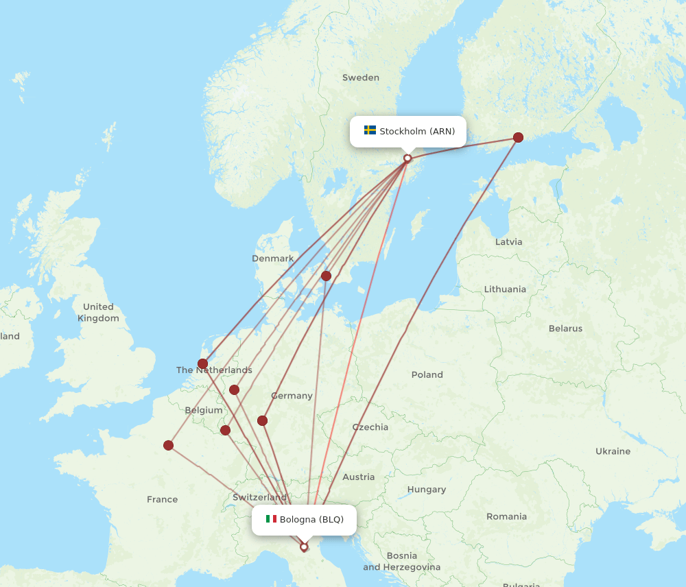 ARN-BLQ flight routes