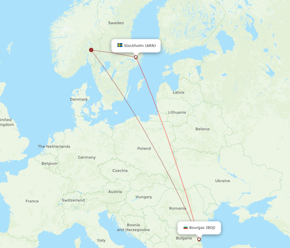 ARN-BOJ flight routes