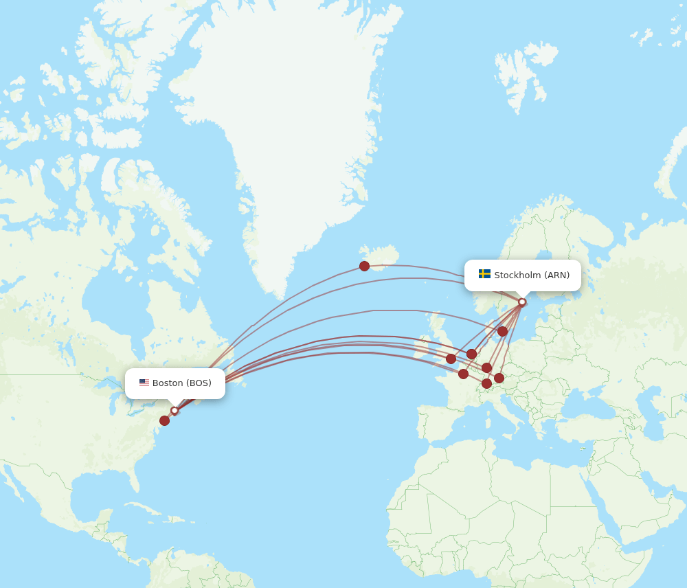 ARN-BOS flight routes