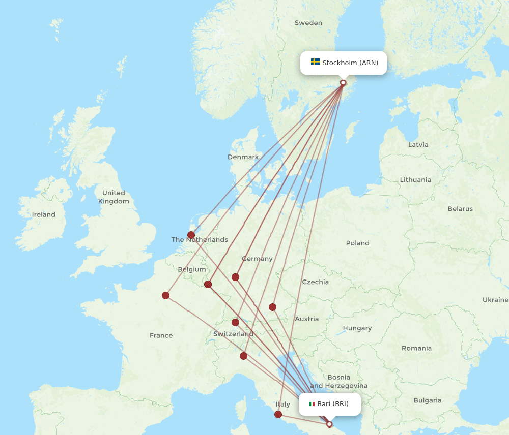 ARN-BRI flight routes
