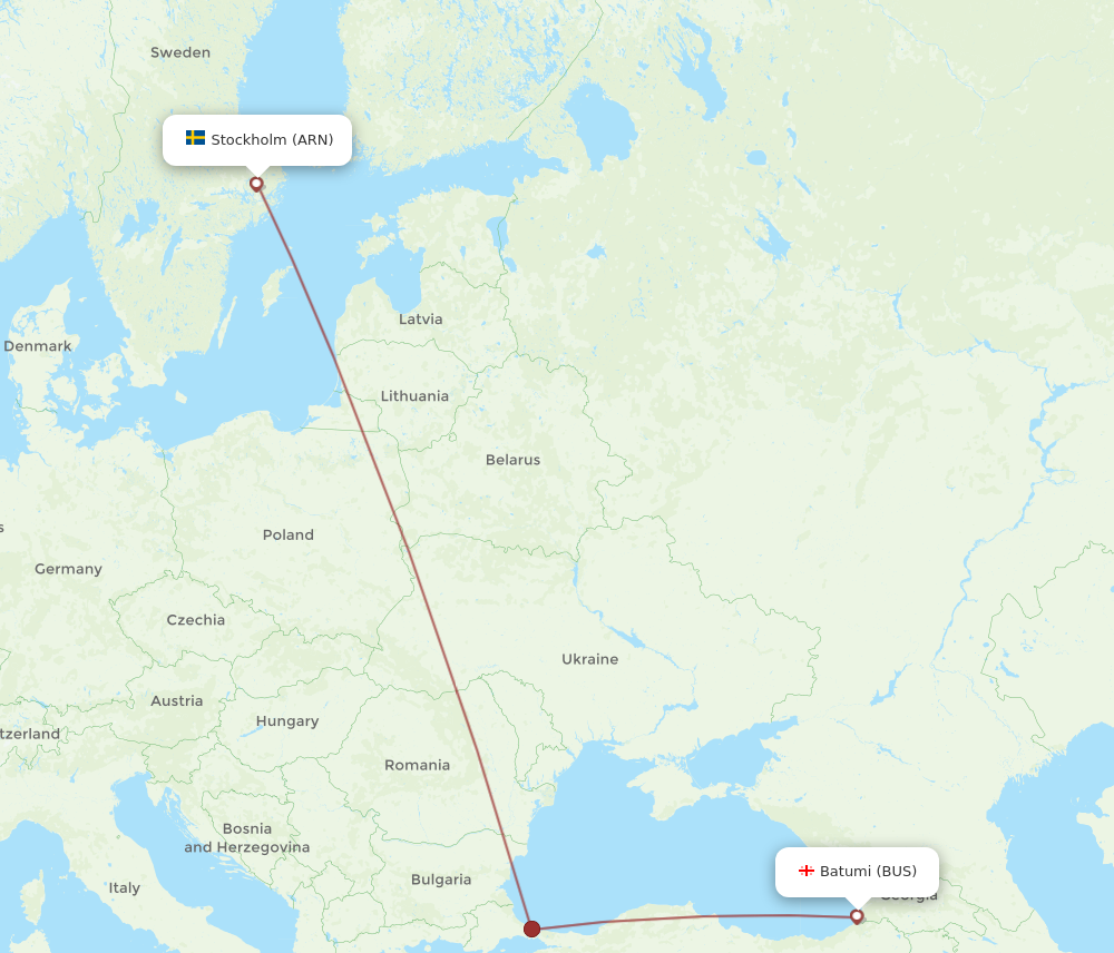 ARN to BUS flights and routes map