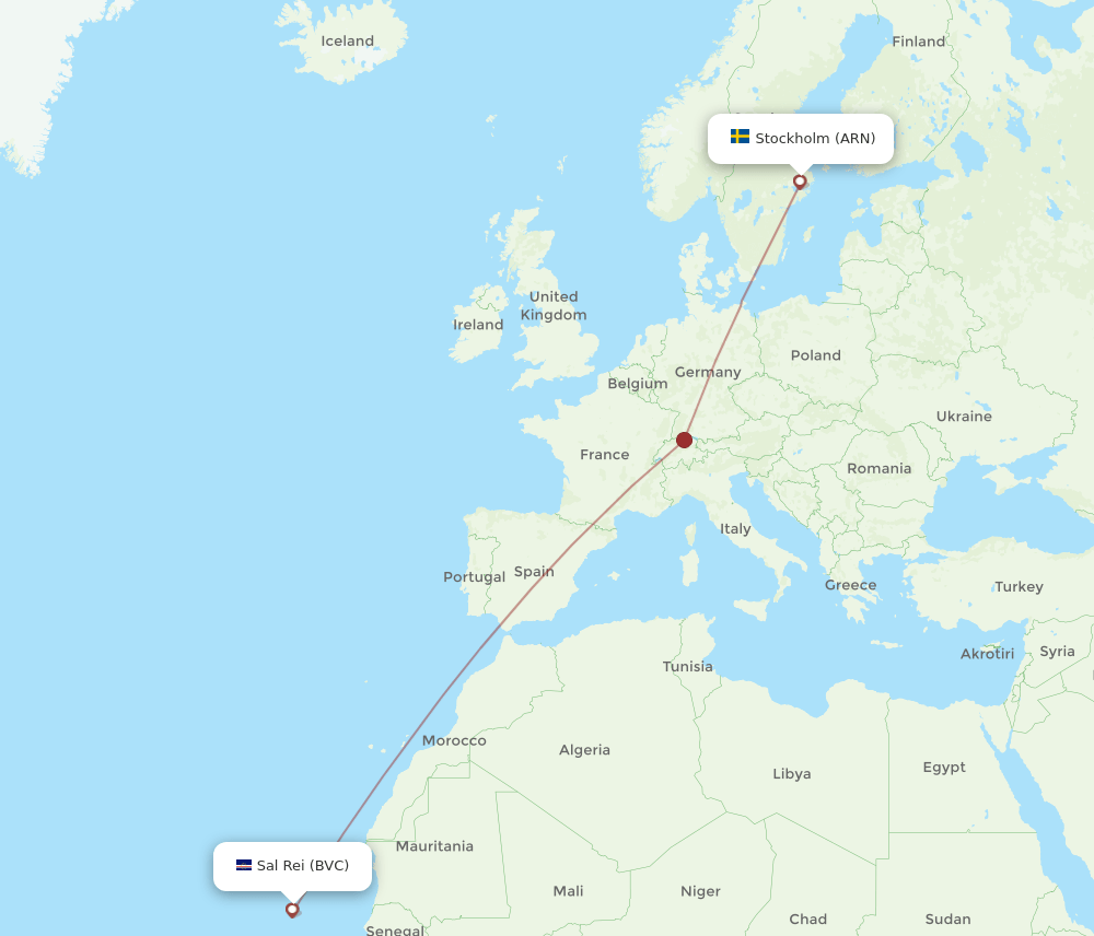 ARN-BVC flight routes