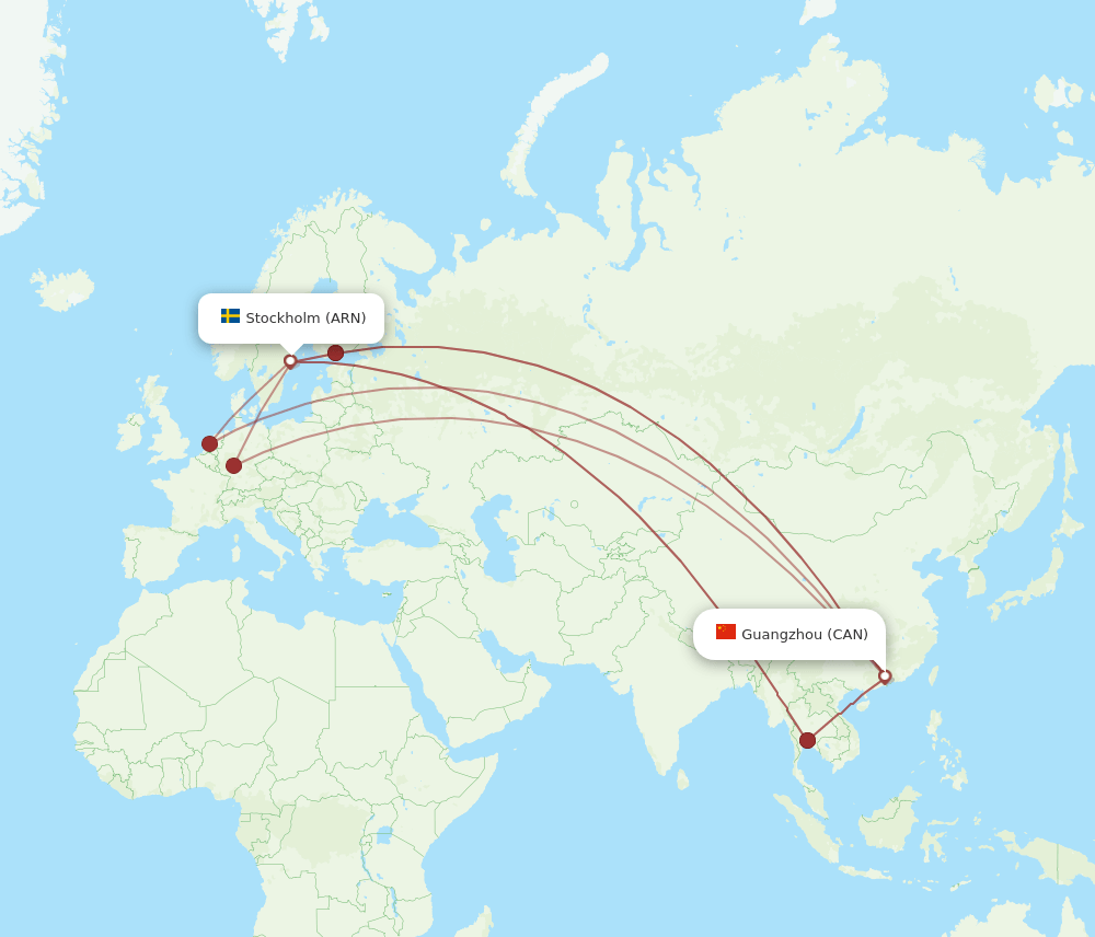 ARN-CAN flight routes