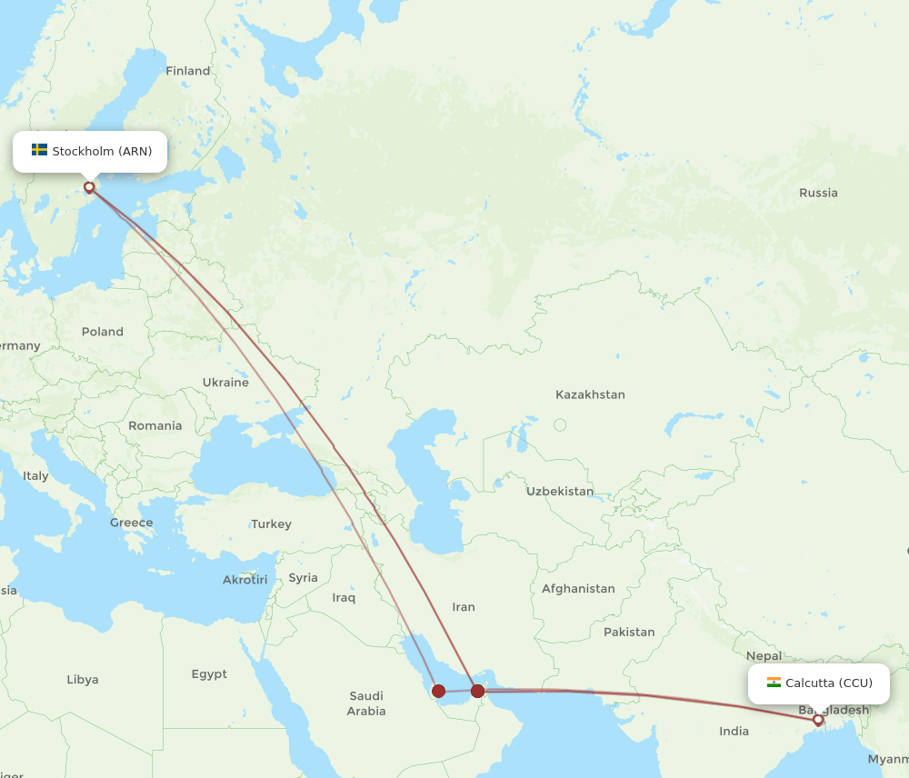 ARN-CCU flight routes