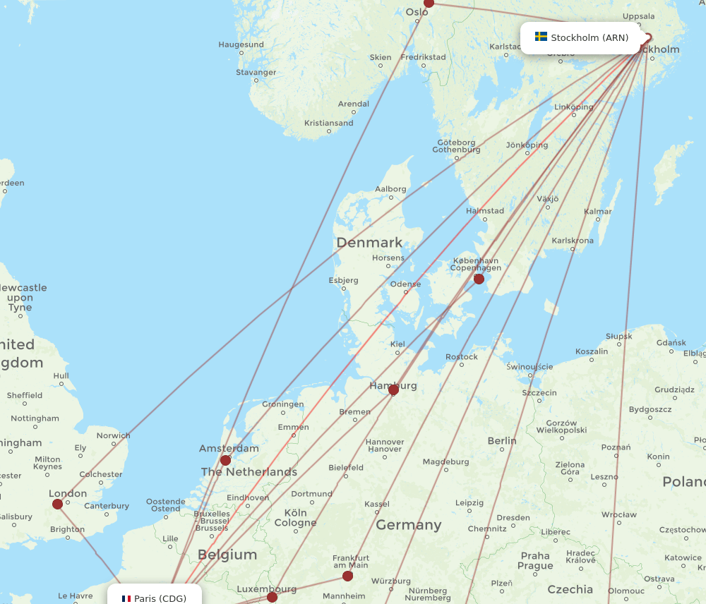 ARN-CDG flight routes