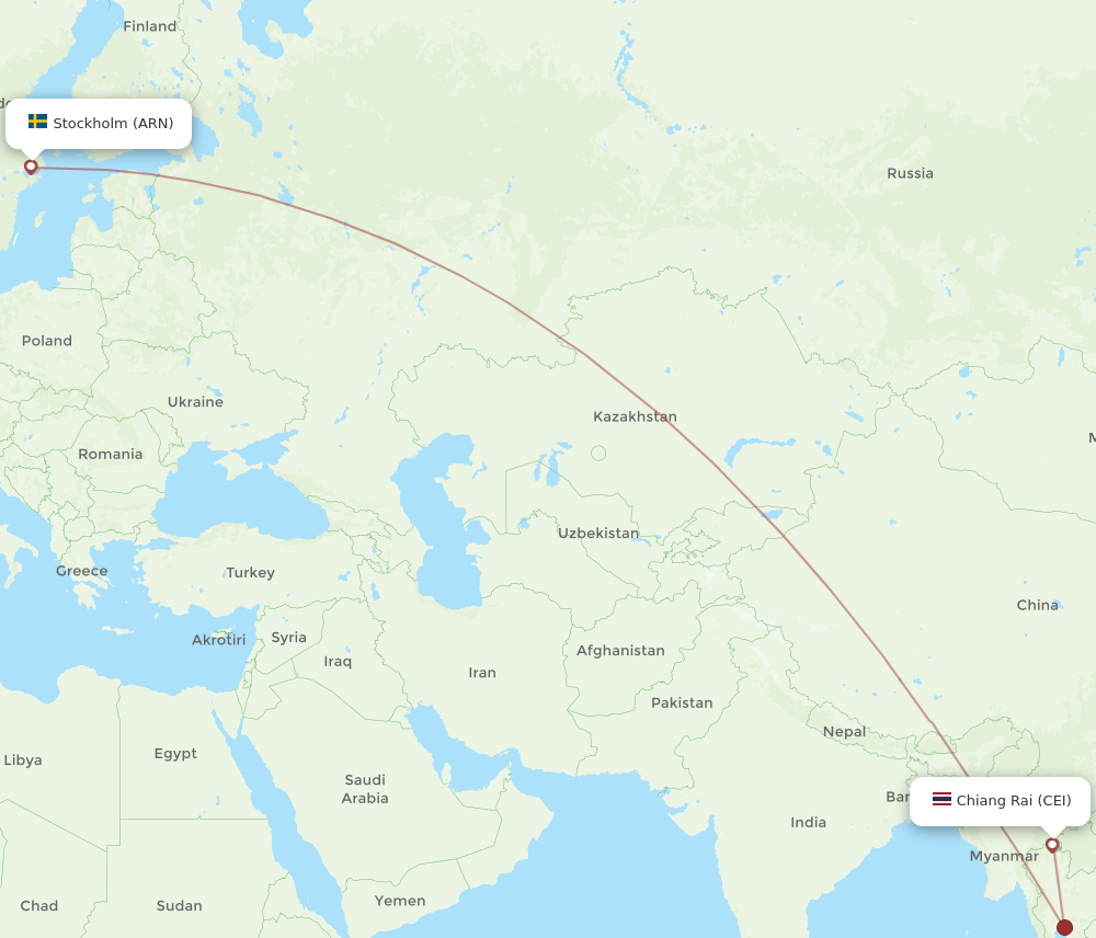 ARN to CEI flights and routes map