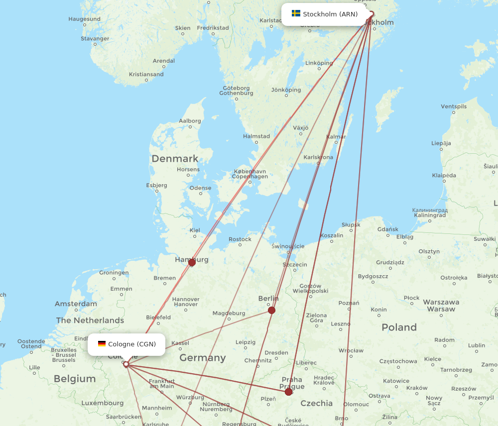 ARN to CGN flights and routes map