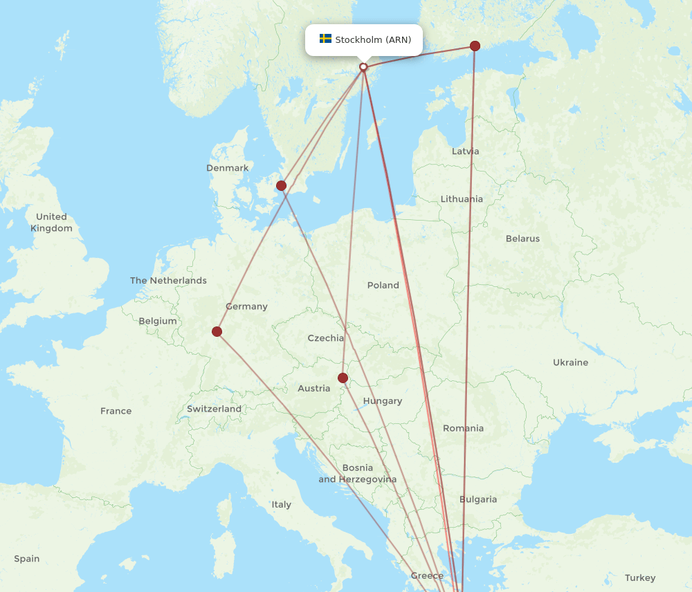 ARN to CHQ flights and routes map