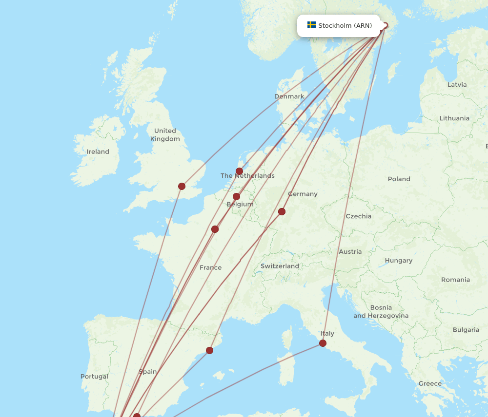 ARN-CMN flight routes