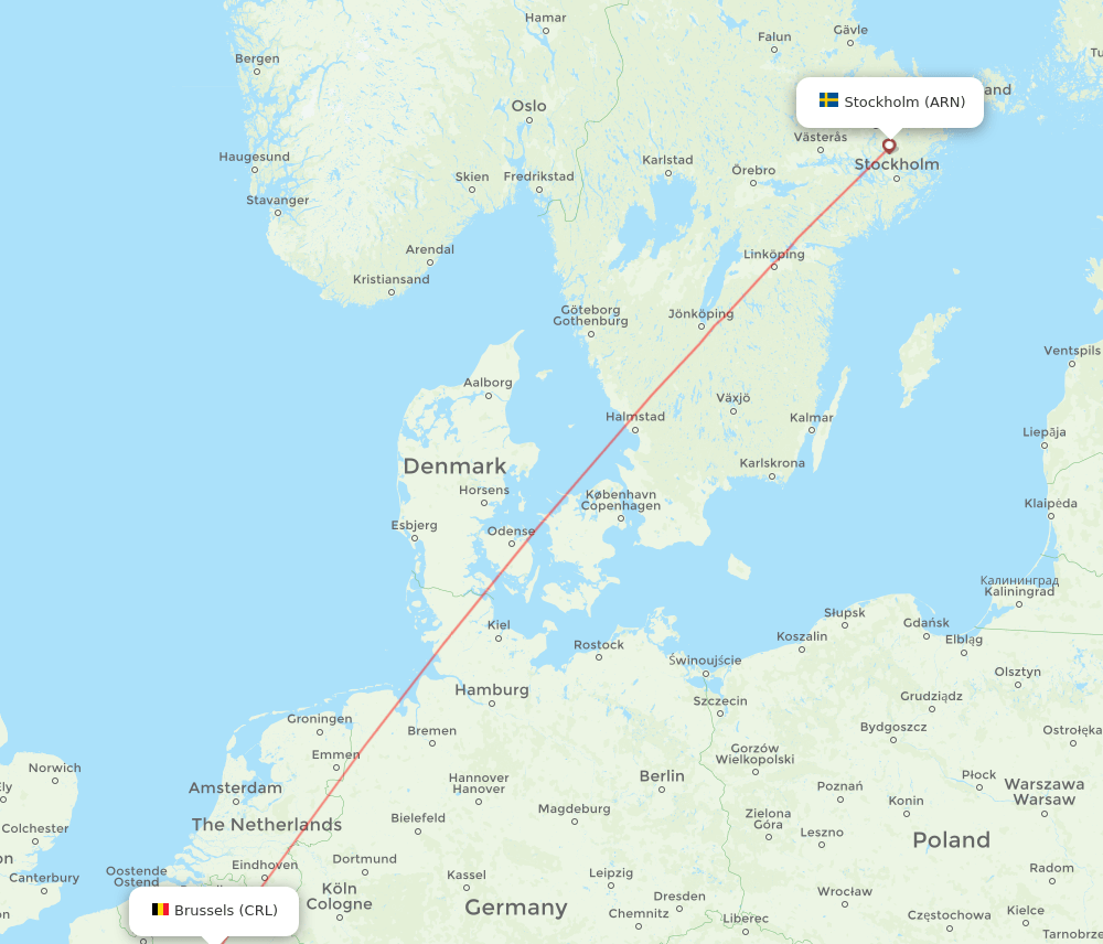 ARN to CRL flights and routes map