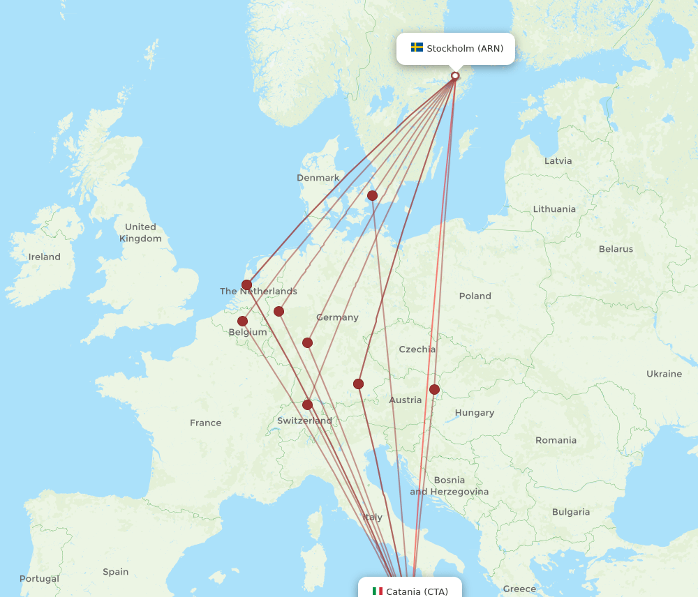 ARN-CTA flight routes
