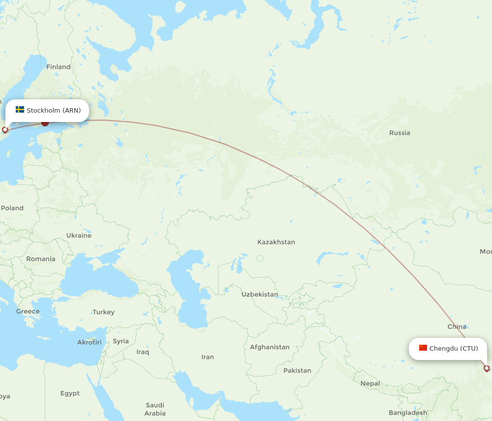 ARN to CTU flights and routes map
