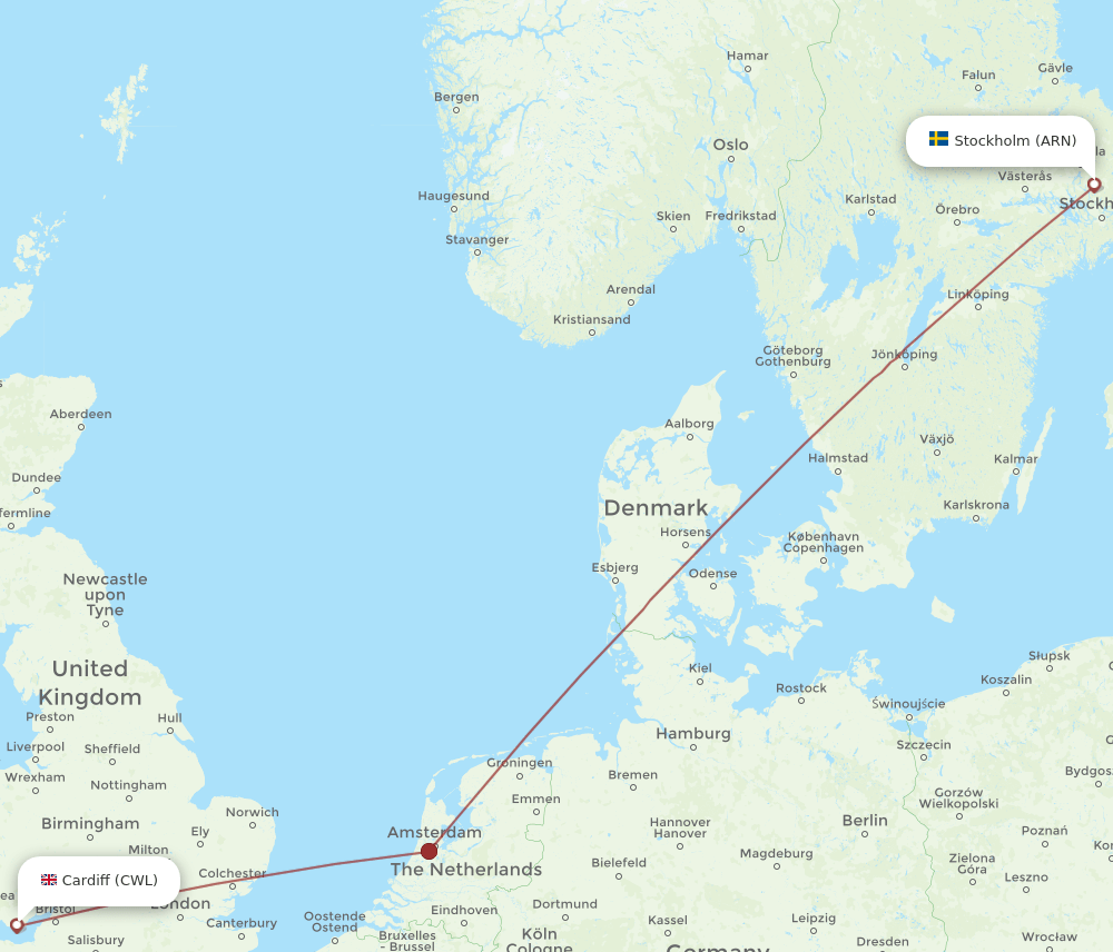 ARN-CWL flight routes